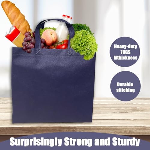 50pcs Reusable Grocery Bags with Handles Non Woven Shopping Tote Bags Bulk
