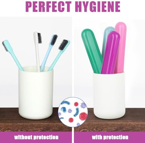 Hooqict 4 Pack Travel Toothbrush Case Portable Travel Toothbrush Holder Plastic Toothbrush Container Protector Cover for Traveling, Camping, Home, School, Business