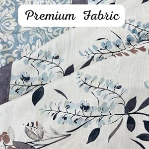 Serafina Home Hotel Quality Fabric Bathroom Shower Curtain: Farmhouse Floral Bordered Damask - Light Blue, Beige, and Grey (72 x 70 inches)