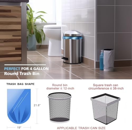 Small Trash Bags 4-6 Gallon AYOTEE Unscented Compostable Bags 100 Pcs Blue