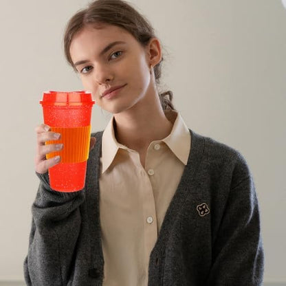 16 oz Plastic Tumblers with Lids, Glitter Coffee, 20 Pack