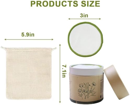 28 Pack Reusable Cotton Rounds with Washable Laundry Bag and Round Box|Travel Essentials for Skincare, Makeup Remover Pads and Storage|Reusable Makeup Remover Pads