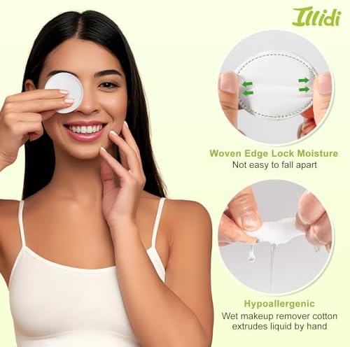 Boxed 100% Cotton Rounds for Face (150), Dual-Texture, Soft, Lint-Free Makeup Remover Pads, Hypoallergenic, Highly Absorbent