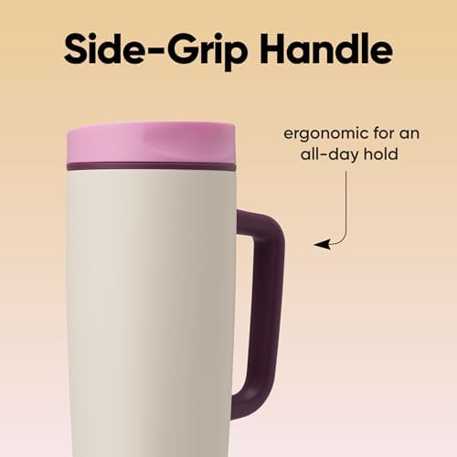 Owala SmoothSip Slider Stainless Steel Insulated Travel Mug with Handle, 100% Leak Proof, For Hot and Cold Drinks, Travel Friendly with Sliding Lock Lid, BPA Free, 24 oz, Daybreak