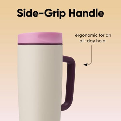 Owala SmoothSip Slider Stainless Steel Insulated Travel Mug with Handle, 100% Leak Proof, For Hot and Cold Drinks, Travel Friendly with Sliding Lock Lid, BPA Free, 24 oz, Daybreak