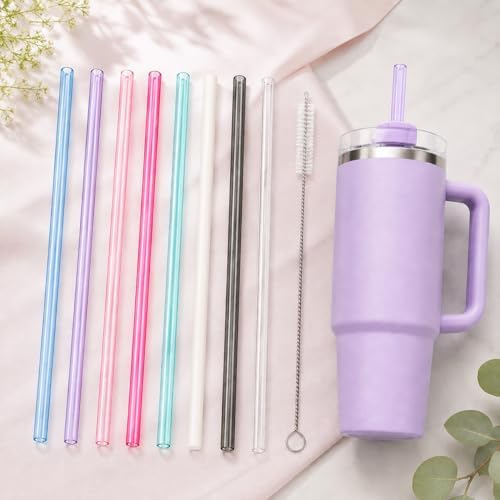 Replacement Straws Compatible with 30 oz Stanley Quencher Tumbler, 10.5 Inch Black Reusable Straws, Drinking Cup Accessories, 6 Pack