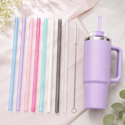 Replacement Straws Compatible with 30 oz Stanley Quencher Tumbler, 10.5 Inch Black Reusable Straws, Drinking Cup Accessories, 6 Pack