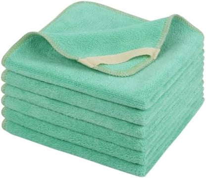 Microfiber Facial Cloths Fast Drying Washcloth 12inch x 12inch Green 6 pack