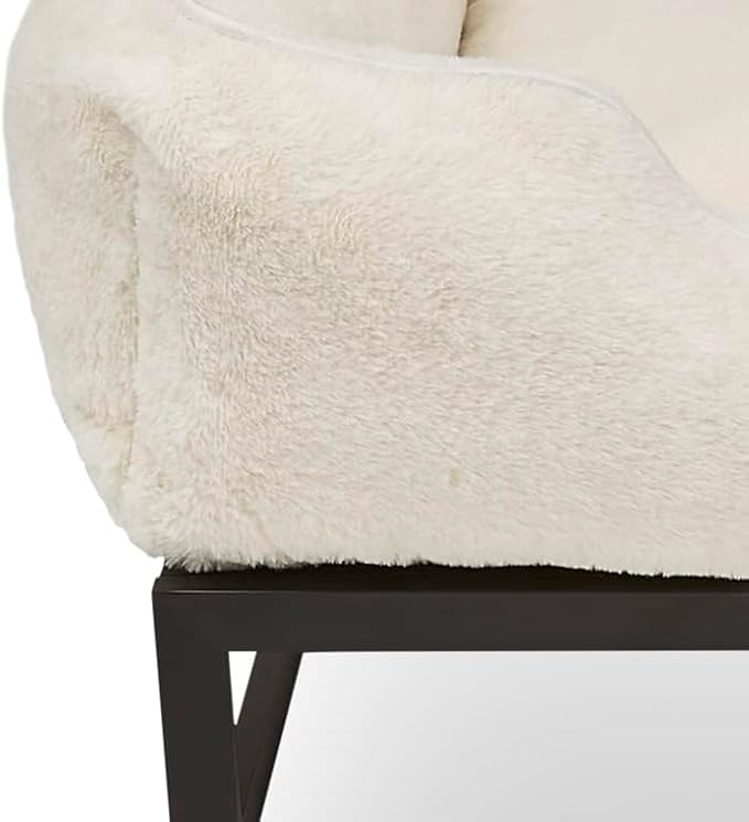 FUZI Elevated Dog Bed Small with Extra Cover, Luxury Raised Pet Bed, Removable and Machine Washable Cover, Indoor/Outdoor Orthopedic, Small 25.1x16.75x18 Soft White and Black Base