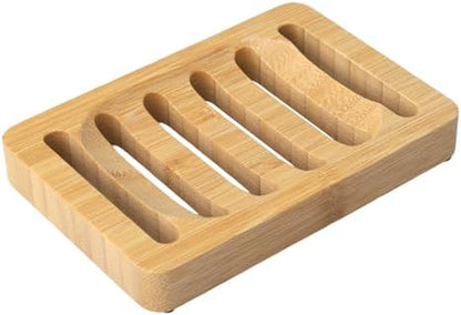 Wooden Soap Dish, Bamboo Soap Holder for Shower, Self Draining Tray