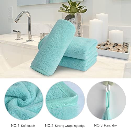 SINLAND Absorbent Coral Velvet Washcloth Ultra Soft Microfiber Face Towels 12 x 12 inch Multi-Purpose Face Cloths for Household and Sport
