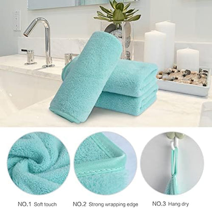 SINLAND Absorbent Coral Velvet Washcloth Ultra Soft Microfiber Face Towels 12 x 12 inch Multi-Purpose Face Cloths for Household and Sport