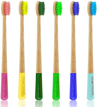Virgin Forest Bamboo Toothbrushes 6pk, Charcoal Soft Sensitive Gums