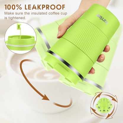 KETIEE Coffee Mug 12oz, Insulated Travel Mug with Leakproof Lid, Double Wall Vacuum Travel Coffee Mug Stainless Steel Reusable Coffee Cup for Hot and Iced Coffee Tea Water (Green)