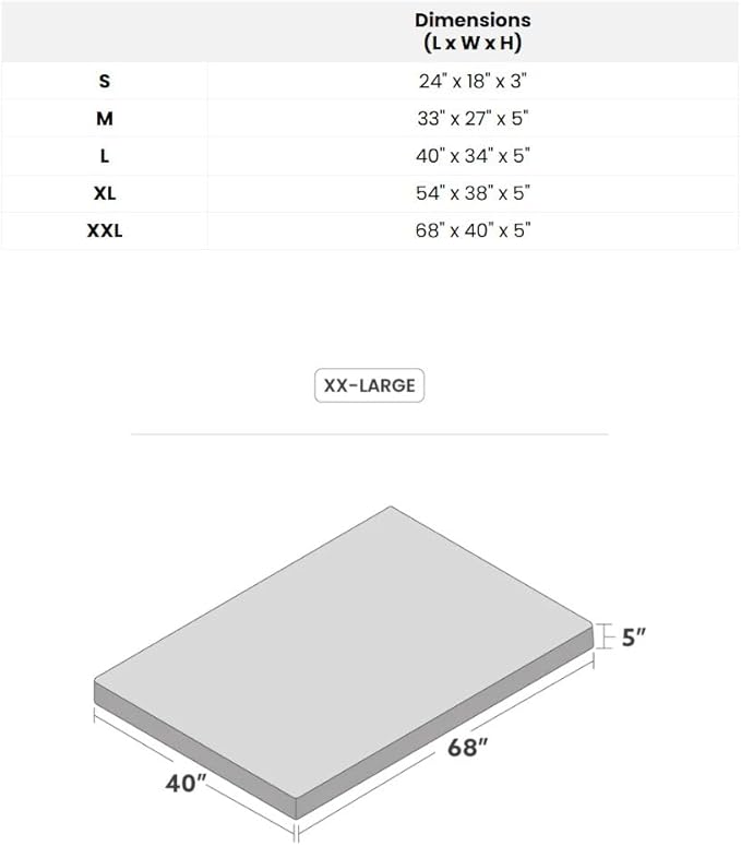 K9 Ballistics Tough Ripstop Orthopedic Rectangle Dog Bed Removable Washable Cover, Solid Orthopedic Foam for Size XXL Giant Big Dogs 68"x40", Sandstone