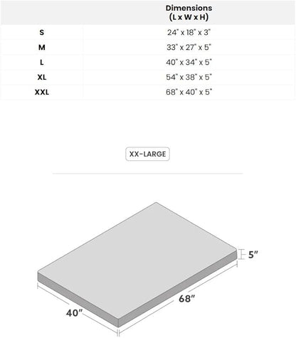 K9 Ballistics Tough Ripstop Orthopedic Rectangle Dog Bed Removable Washable Cover, Solid Orthopedic Foam for Size XXL Giant Big Dogs 68"x40", Sandstone
