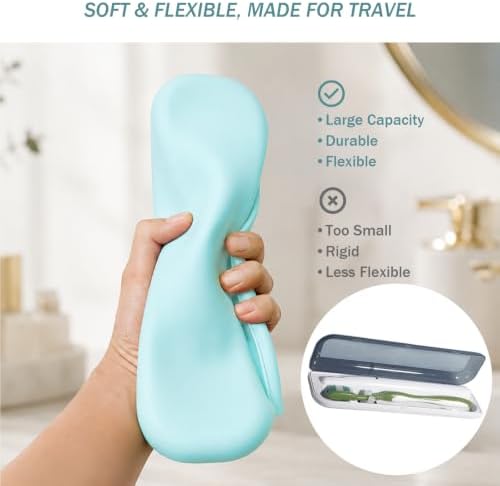 Silicone Toothbrush Travel Case, Extra Large Toothbrush Case for Traveling