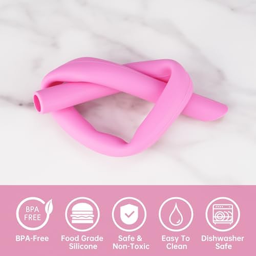 NiHome 6-Pack Wide Reusable Bent Silicone Straws for Smoothies, Milkshake