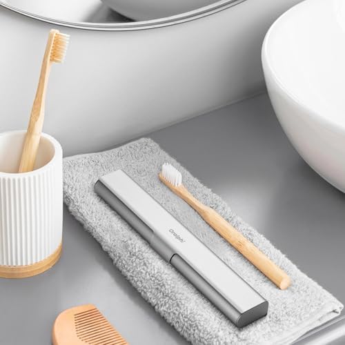 2 Pack Aluminum Toothbrush Travel Case, Portable Travel Toothbrush Holder, Durable Manual Toothbrush Box Container for Traveling, Bathroom, Camping, Business Trip