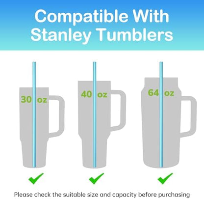 NiHome 12-Pack Plastic Reusable Straws Fit for Stanley 40 30 64 oz Tumbler
