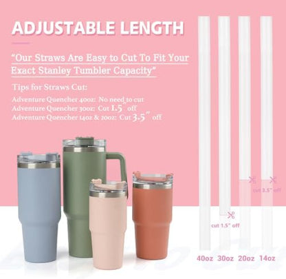 Jetstop Straw with Cover fit Stanley Quencher H2.0 14-40 oz Tumbler, 8pk