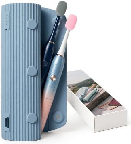 Electric Toothbrush Travel Case with 2 Head Covers, Blue