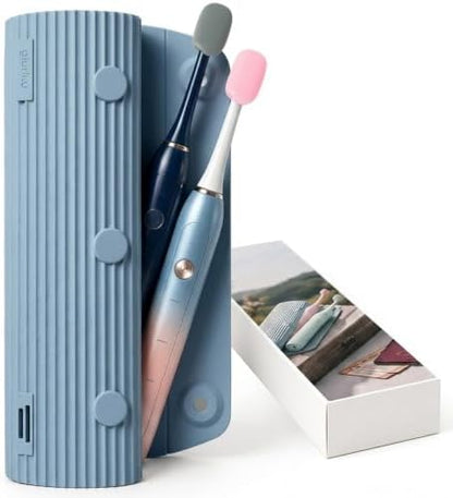 Electric Toothbrush Travel Case with 2 Head Covers, Blue