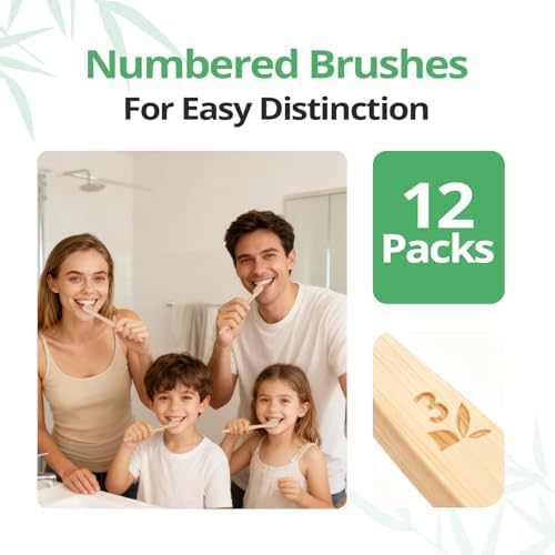 GENKENT Bamboo Toothbrushes 12 Pack BPA Free Soft Bristles Toothbrush