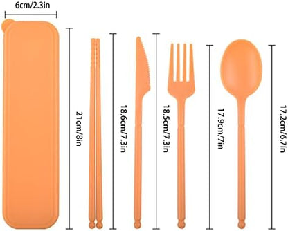 Reusable Utensils Set with Case, 4 Sets Plastic Spoons and Forks Set