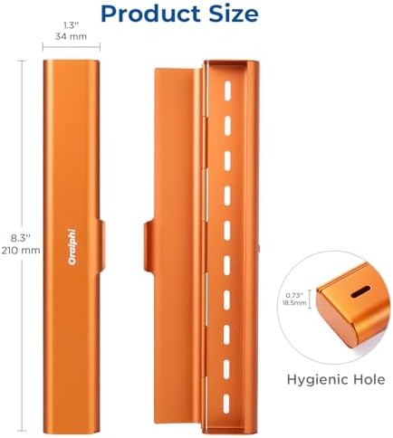 Aluminum Toothbrush Travel Case, Portable Travel Toothbrush Holder, Durable Manual Toothbrush Box Container for Traveling, Bathroom, Camping, Business Trip-Pumpkin Orange