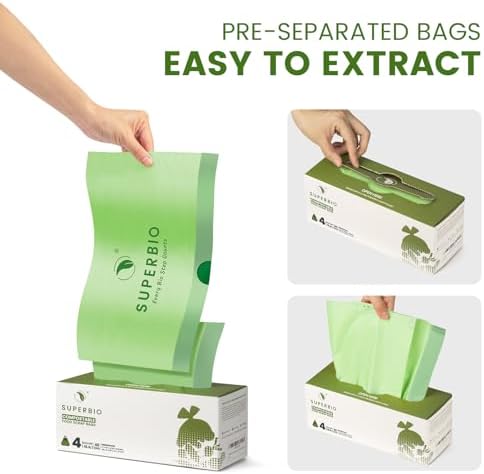 SUPERBIO 4 Gallon Compostable Drawstring Food Scrap Bags