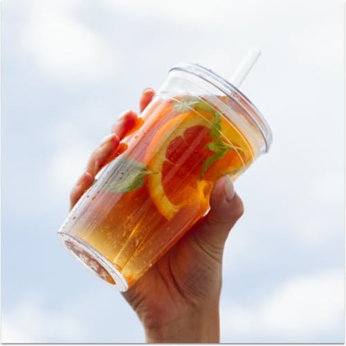 KeepCup Cold Cup - Clear Plastic, Reusable Ice Coffee Tumbler with Lid and Straw - Tall 12oz (340ml)