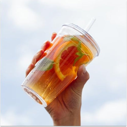 KeepCup Cold Cup - Clear Plastic, Reusable Ice Coffee Tumbler with Lid and Straw - Tall 12oz (340ml)