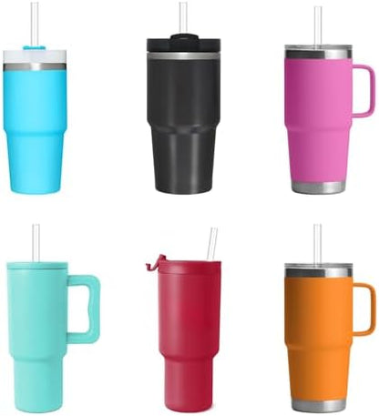 Replacement Straw Compatible with Stanley 14 oz 20 oz Cup Tumbler, 6 Pack Reusable Straw with Cleaning Brush, Plastic, Clear