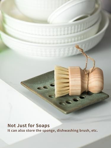 Ceramic Soap Dish for Shower, Bar Soap Holder with Self Draining