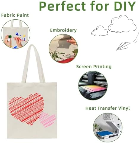 HECTOLIFE 6/12/24/48/ 96 Pack Canvas Tote Bags,Reusable Blank Canvas for Shopping Bags