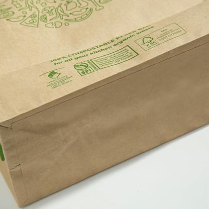 Hytrend-Kitchen Food Waste Bag-35 Bags-%100 Compostable paper Bag - Leak Resistant Liner - Small-Certified by BNQ and BPI,CMA-I,CMA-W