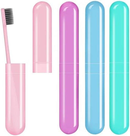 Hooqict 4 Pack Travel Toothbrush Case Portable Travel Toothbrush Holder Plastic Toothbrush Container Protector Cover Case for Traveling, Bathroom, Camping, Home, School, Business