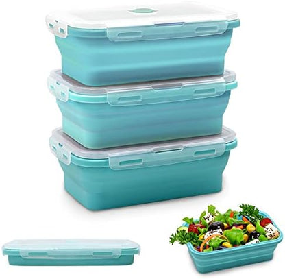 Alimat PluS 3 Pack 27oz Silicone Collapsible Storage Containers, Blue
