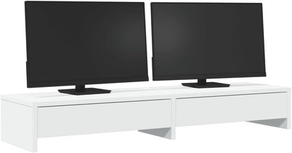 YAFF Monitor Stand with Drawers White 39.4x10.6x5.9 Engineered Wood,Electronics,Electronics Accessories,Computer Accessories,Computer Risers & Stands,854670
