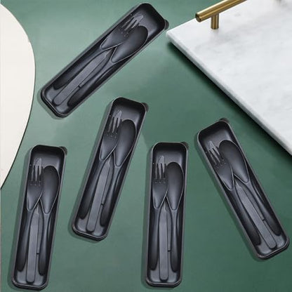 Reusable Travel Utensils Set with Case Wheat Straw Fork Spoon Knife Cutlery