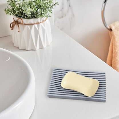 Aoheuo Modern Minimalist Soap Dish (1Pack),Drainage Silicone Soap Holder,5.5 Long by 3.15 Wide,0.55 inches high,Used for Kitchen,Bathroom,and Bar Sink(Incanus)