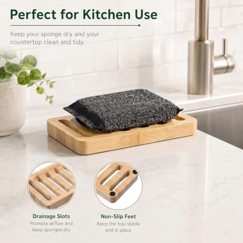 2 Pack Teak Soap Dish Wooden Soap Holder Self Draining Soaps Dish for Shower Natural Wooden Bar Soaps Holder for Bathroom Kitchen Sink Bathtub