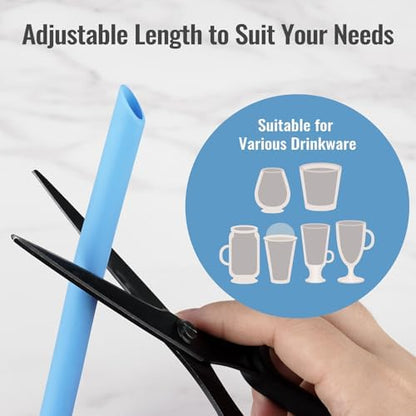 NiHome 6-Pack Wide Reusable Bent Silicone Straws for Smoothies, Milkshake