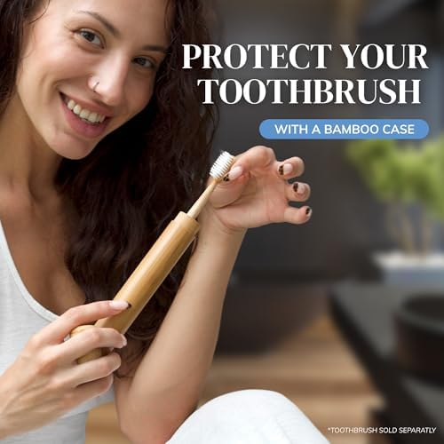 MABLE Toothbrush Travel Case | Bamboo Toothbrush Holder for Travelling and Camping | Adult Size | Natural Product