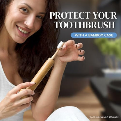 MABLE Toothbrush Travel Case | Bamboo Toothbrush Holder for Travelling and Camping | Adult Size | Natural Product