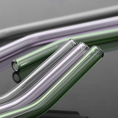 Reusable Glass Straws - 9" L x 8 mm W - Smoothie Drinking Straws for Smoothie, Milkshakes, Pack of 6 with 1 Cleaning Brush (mix4)