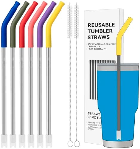30 oz Straight Metal Straws with Silicone Tip for 30 oz Tumbler