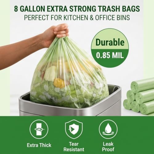 OrangeBio 8 Gallon Compostable Trash Bags, 100 Count, BPI Home Certified