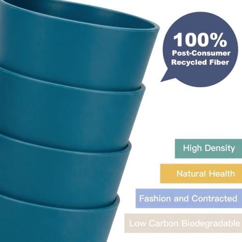 Wrova Wheat Straw Cups 6 PCS Good Alternative to Plastic Reusable Cups 12 oz Unbreakable Drinking Cup Reusable Dishwasher Safe Water Plastic Glasses Navy Blue